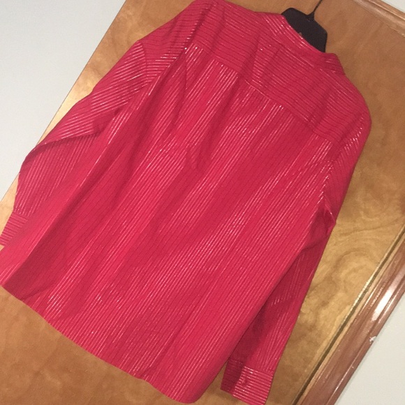 0X Fashion Bug Striped Shimmer Button Down Top - Picture 11 of 13